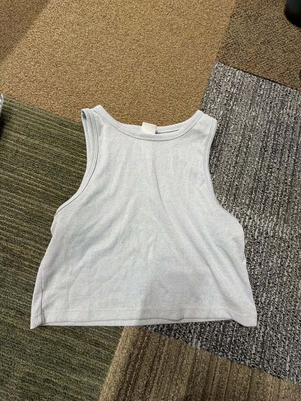H&M Ribbed Shimmer Crop Tank Top Size L